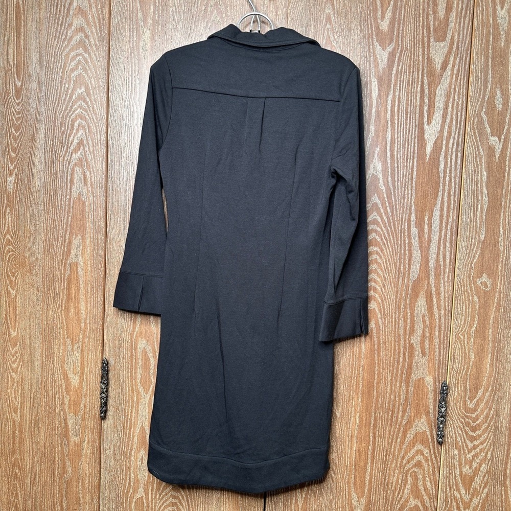 Ellie‎ Kai Women Black Polo Neck Shift Dress 3/4 Sleeve Size 0 Rayon Blend Mini - Picture 6 of 6